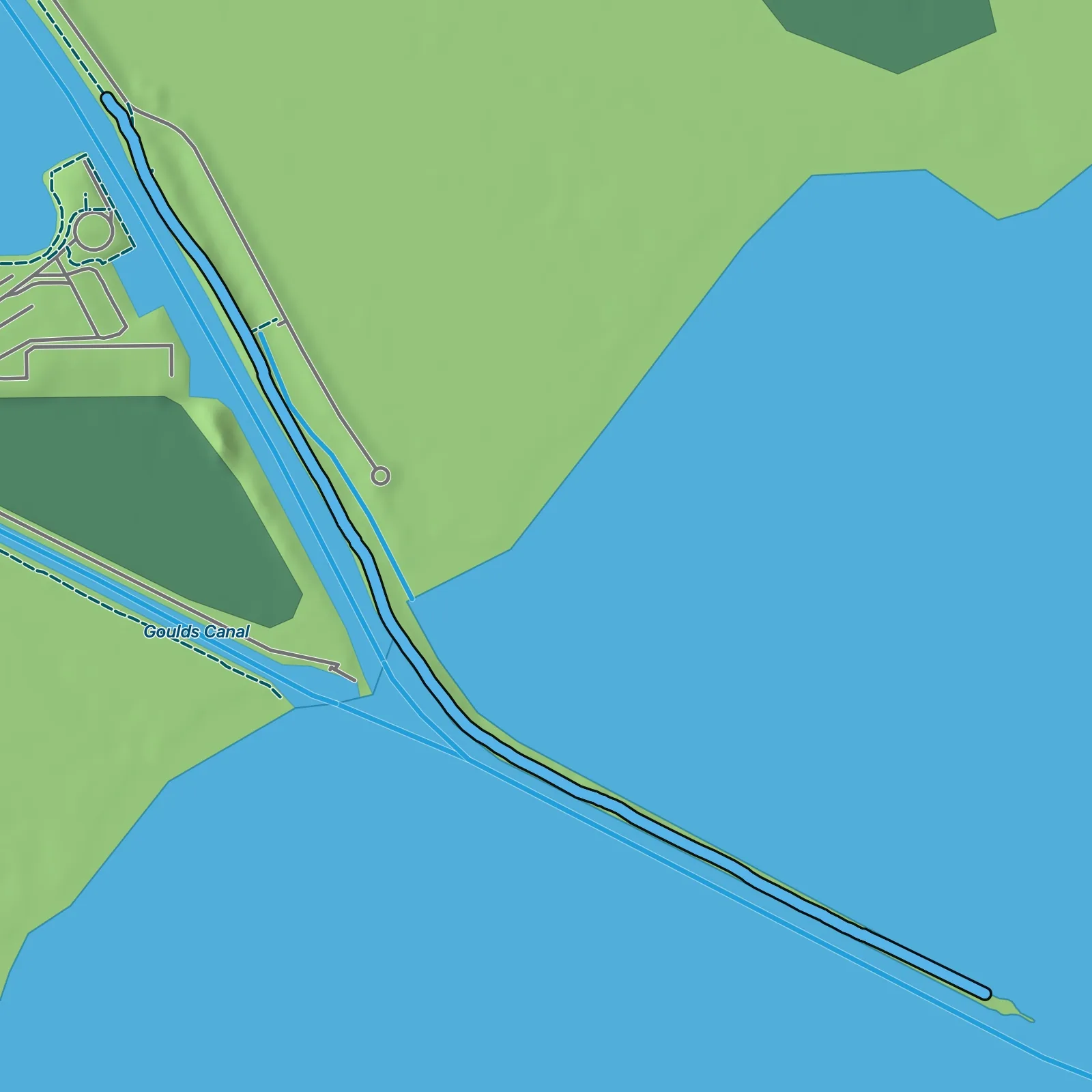 Terrain map of Black Creek Canal and Jetty Walk in Biscayne National Park