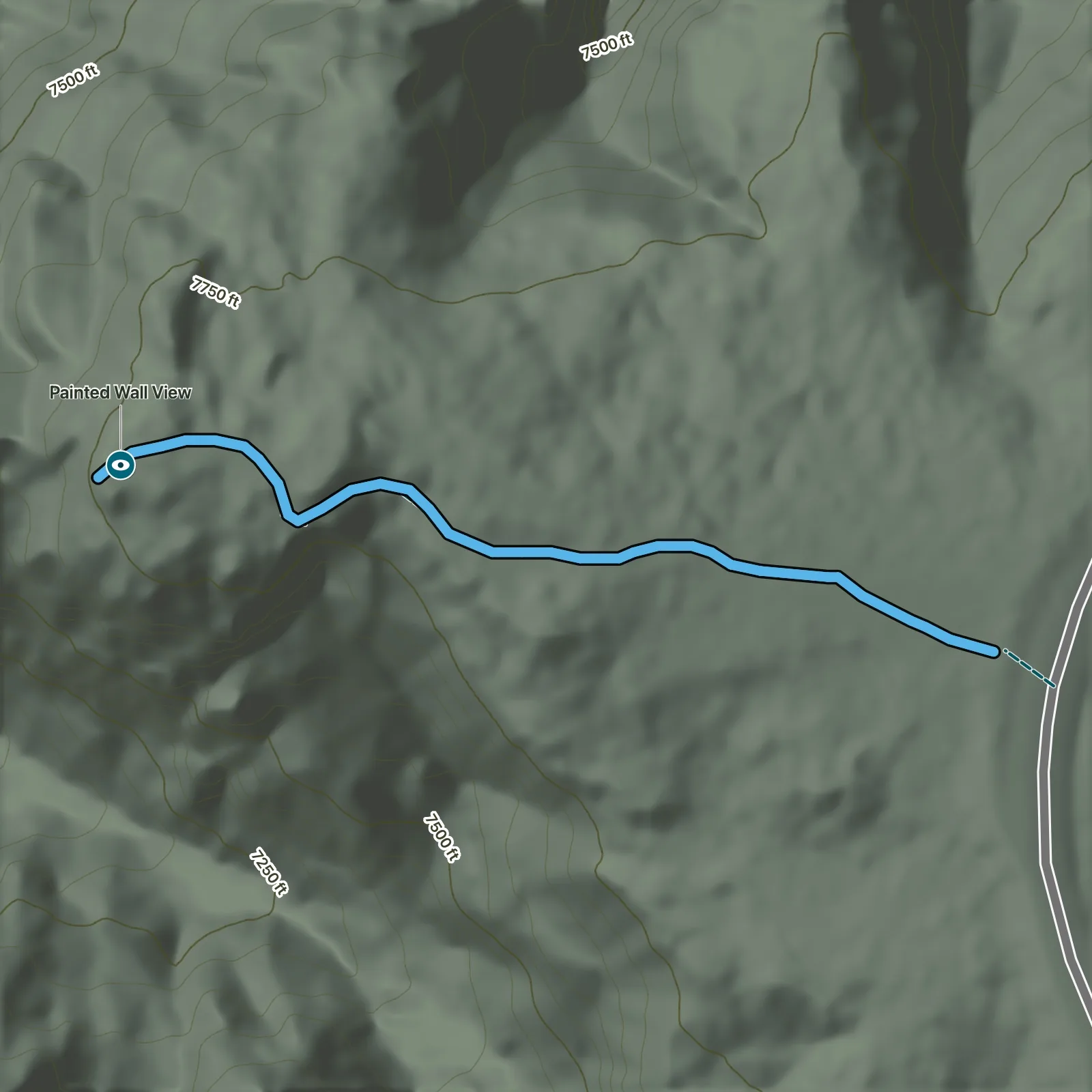 Terrain map of Painted Wall View in Black Canyon of the Gunnison National Park