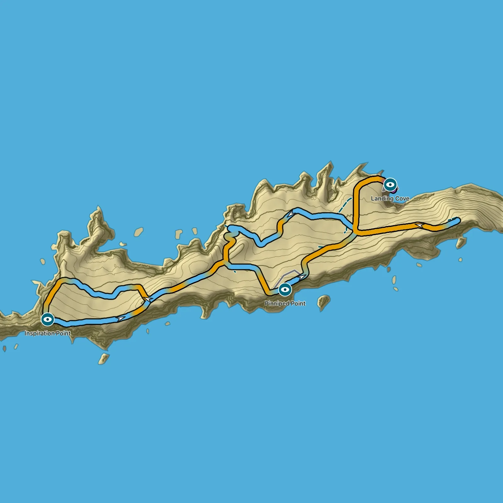Terrain map of East Anacapa Island Loop in Channel Islands National Park