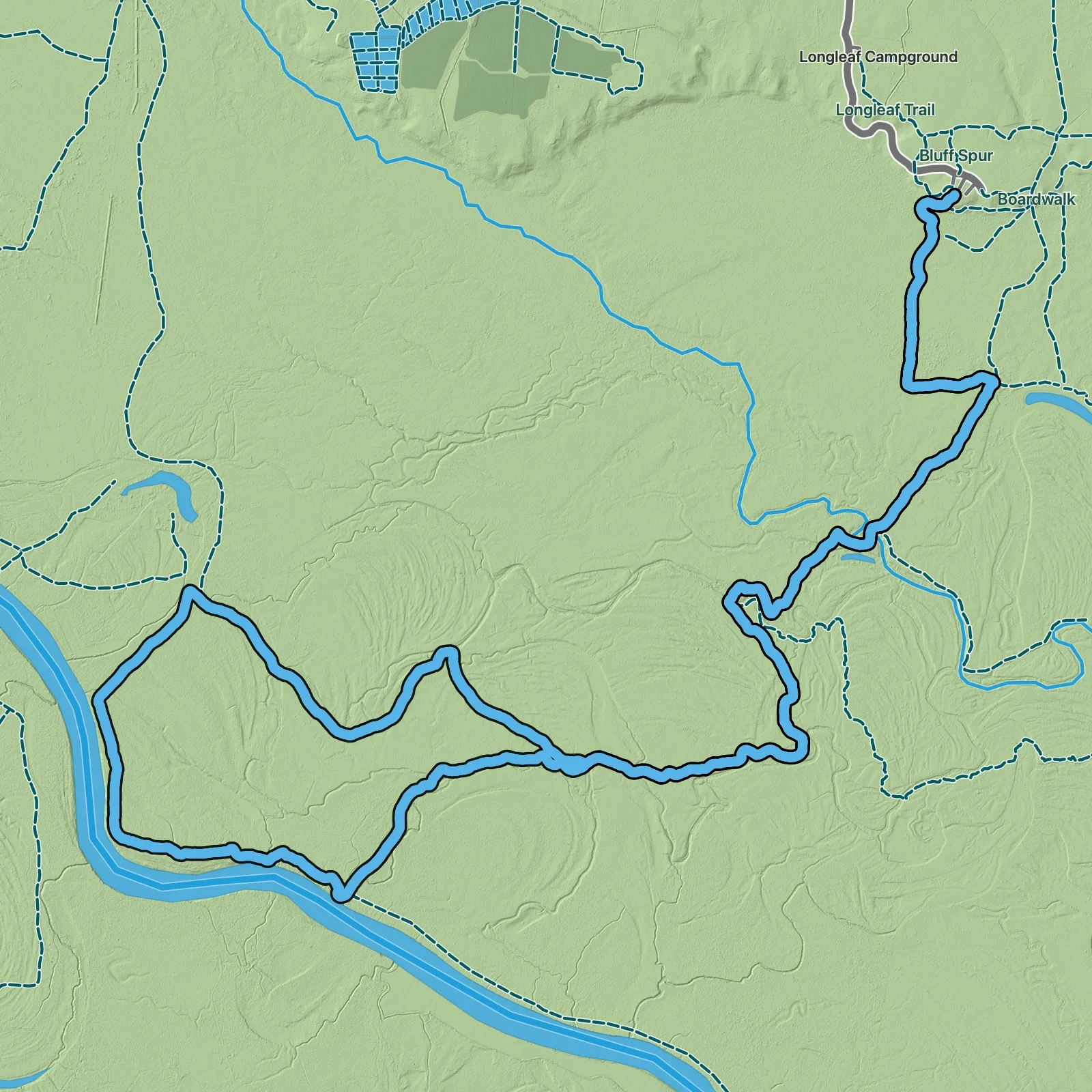 Terrain map of River Trail in Congaree National Park