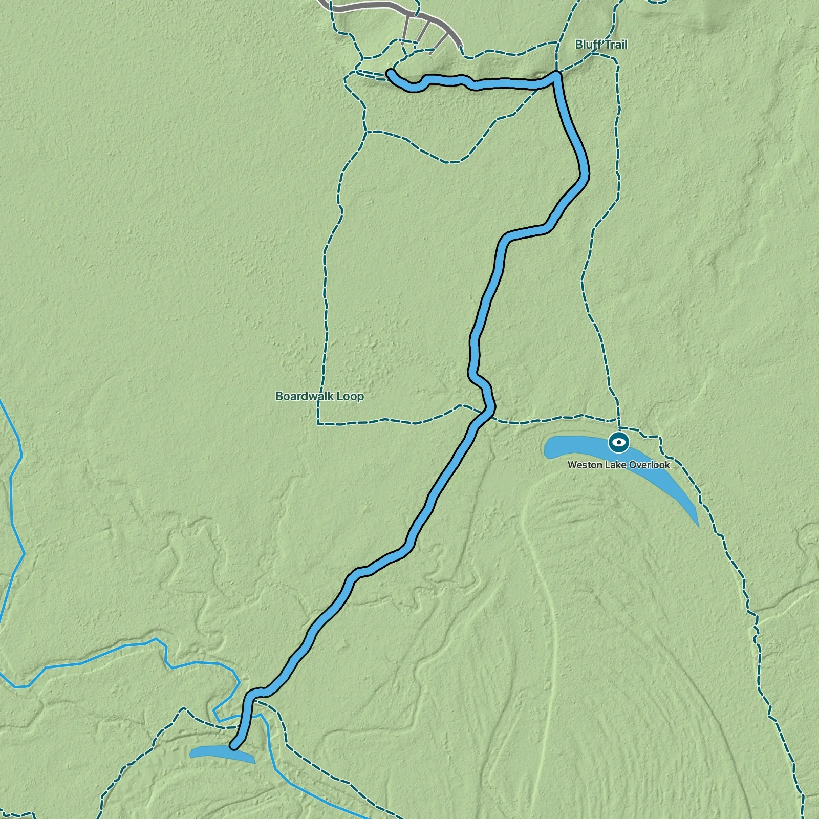 Terrain map of Sims Trail in Congaree National Park