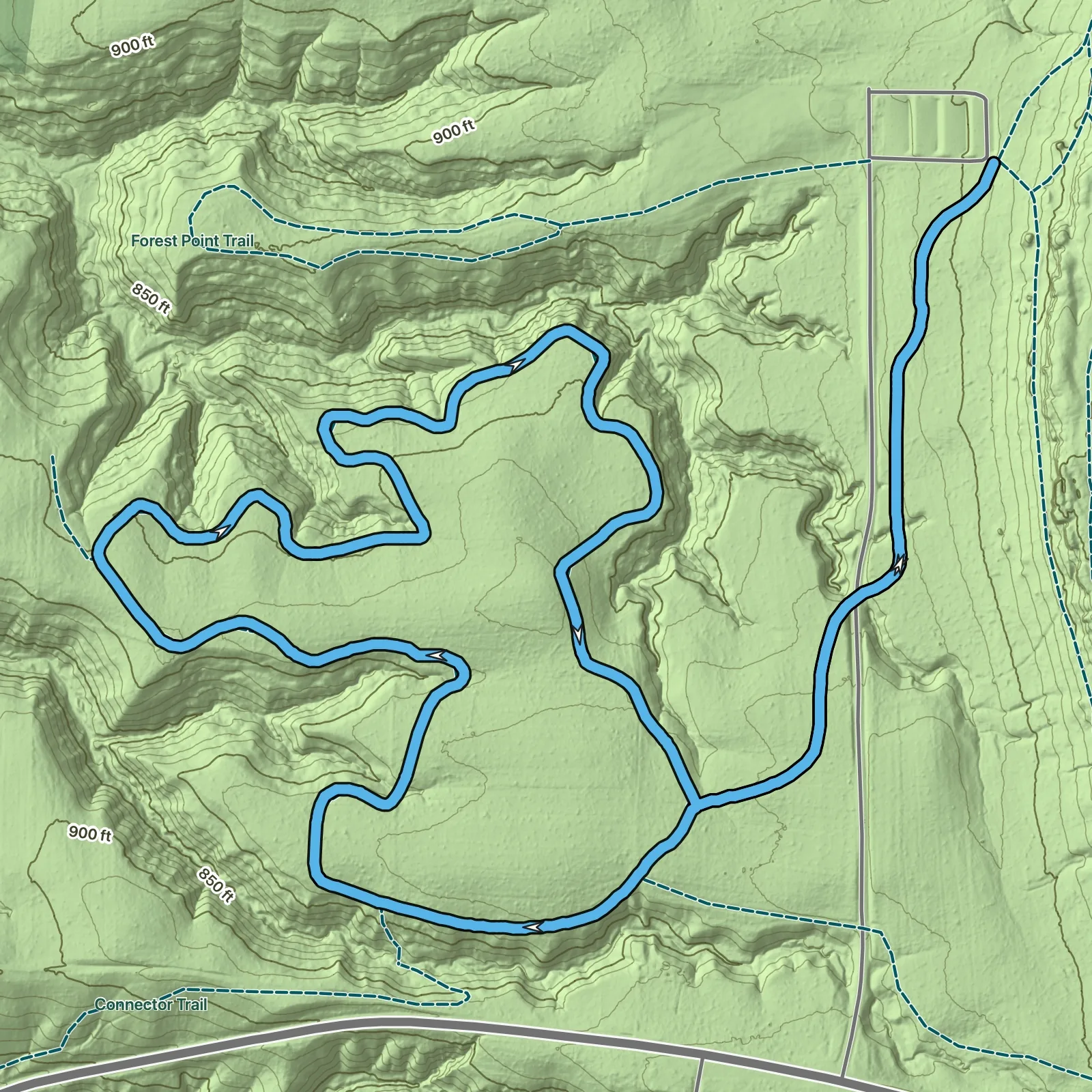 Terrain map of Pine Grove Trail in Cuyahoga Valley National Park