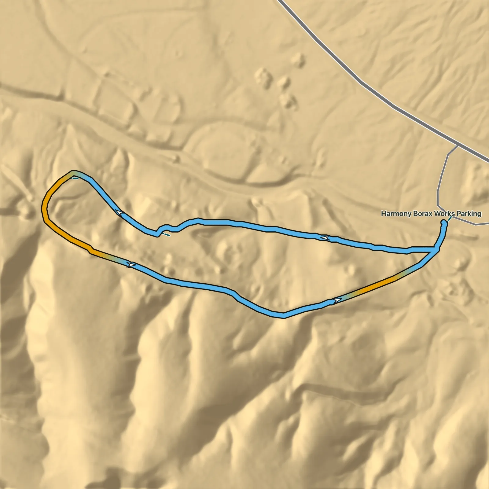 Terrain map of Harmony Borax Works in Death Valley National Park
