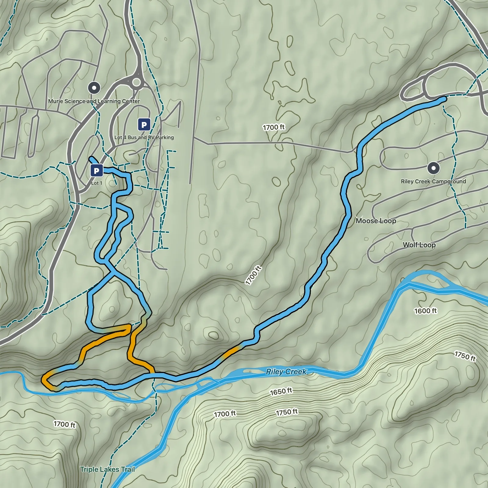Terrain map of McKinley Station Trail in Denali National Park