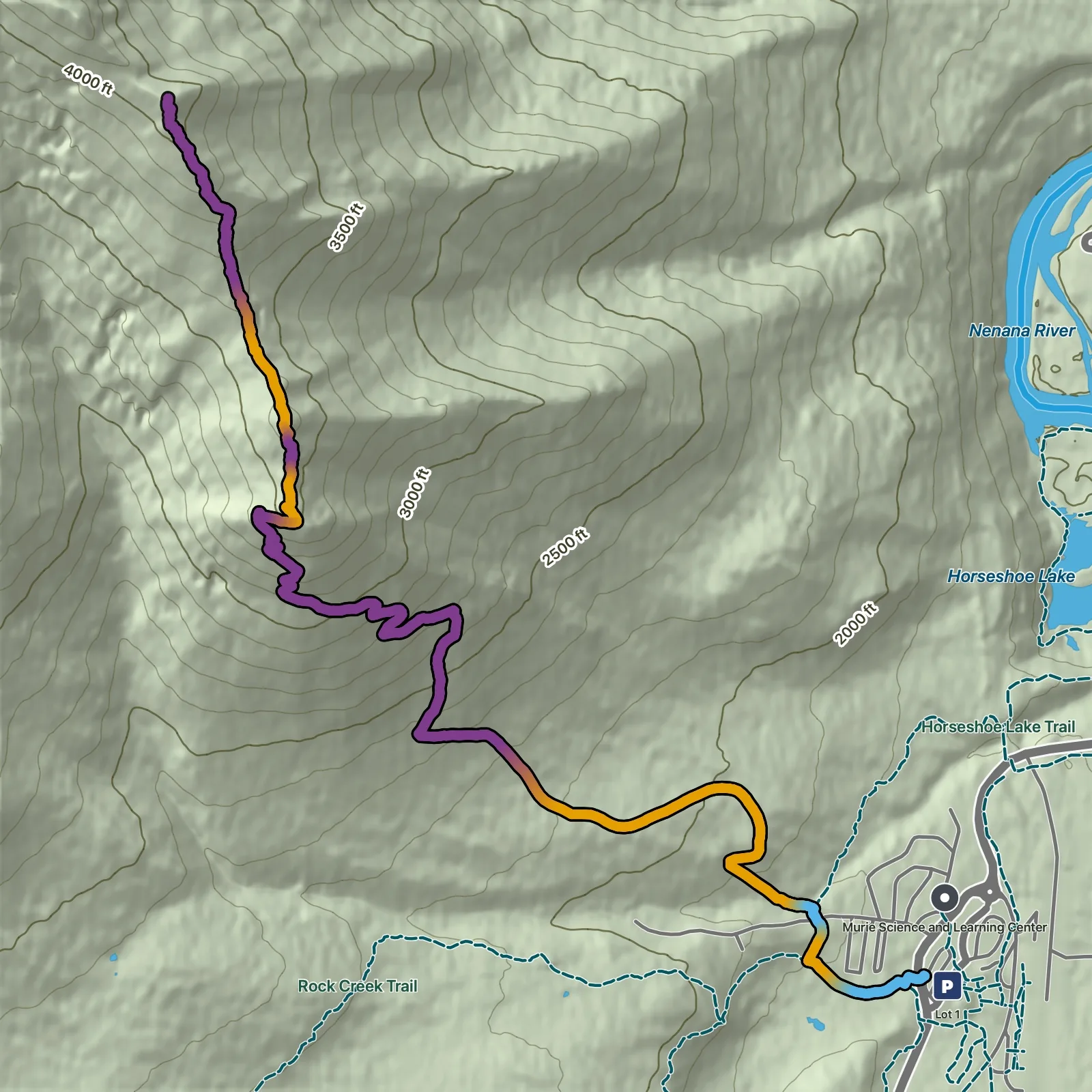 Terrain map of Mount Healy Overlook and Ridge Extension in Denali National Park