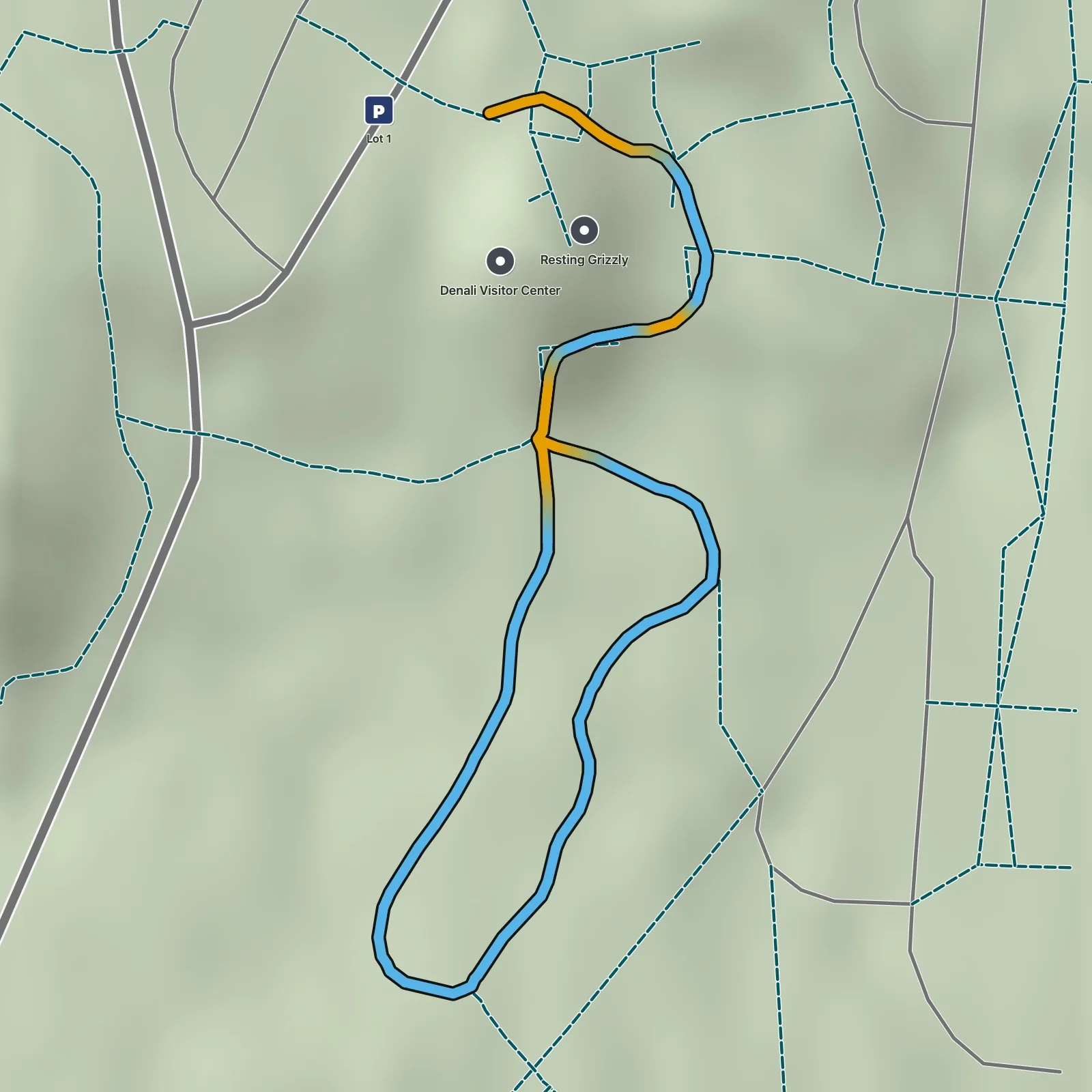 Terrain map of Spruce Forest Loop in Denali National Park