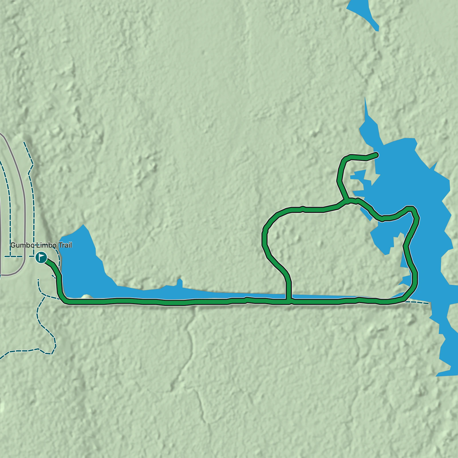 Terrain map of Anhinga Trail via the Royal Palm Connector in Everglades National Park