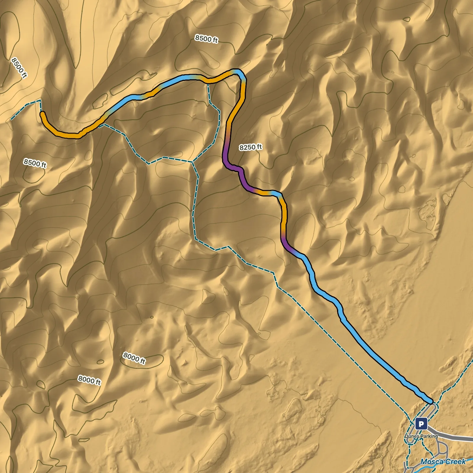 Terrain map of High Dune on First Ridge in Great Sand Dunes National Park and Preserve