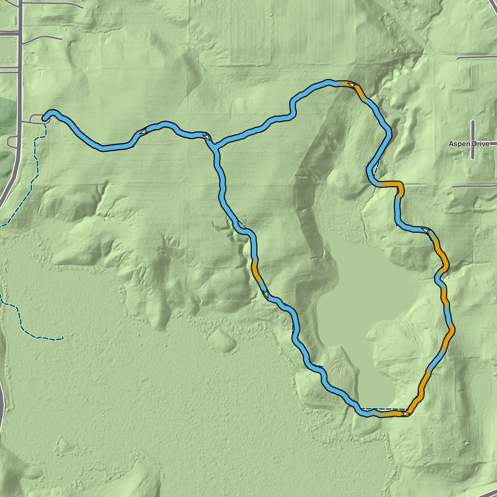 Terrain map of Pinhook Bog Upland Trail in Indiana Dunes National Park