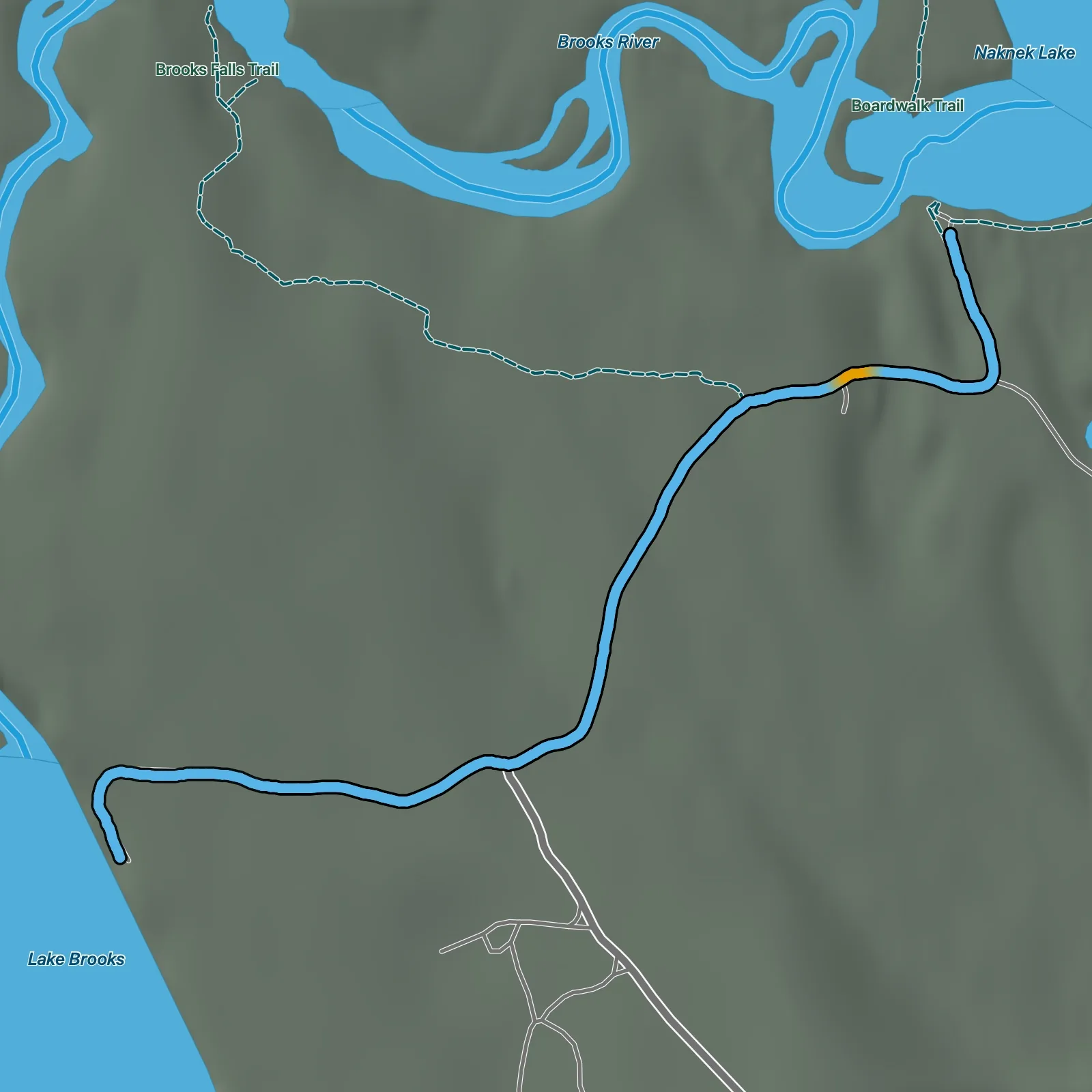 Terrain map of Lake Brooks Road in Katmai National Park & Preserve