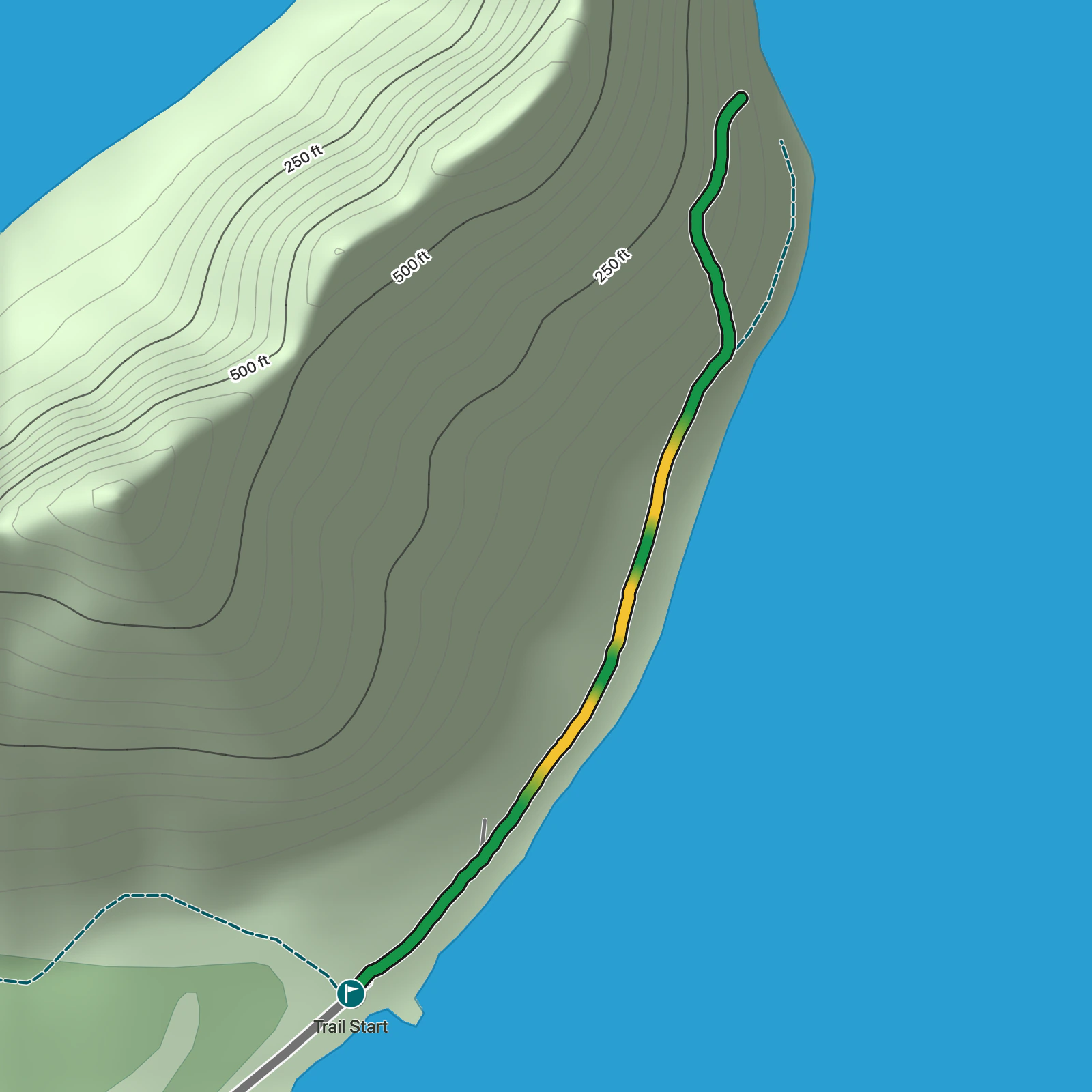 Terrain map of Pola Island Trail in National Park of American Samoa