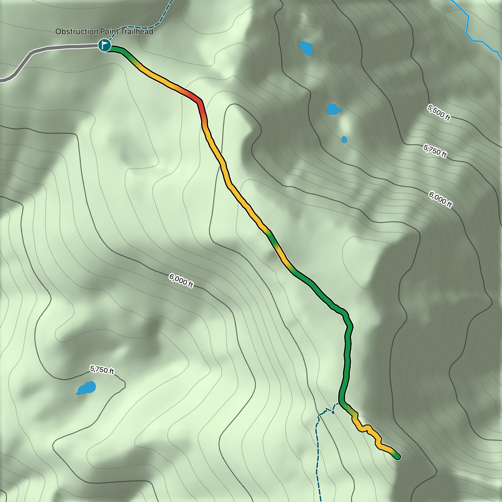 Terrain map of Grand Valley Trail to Viewpoint in Olympic National Park