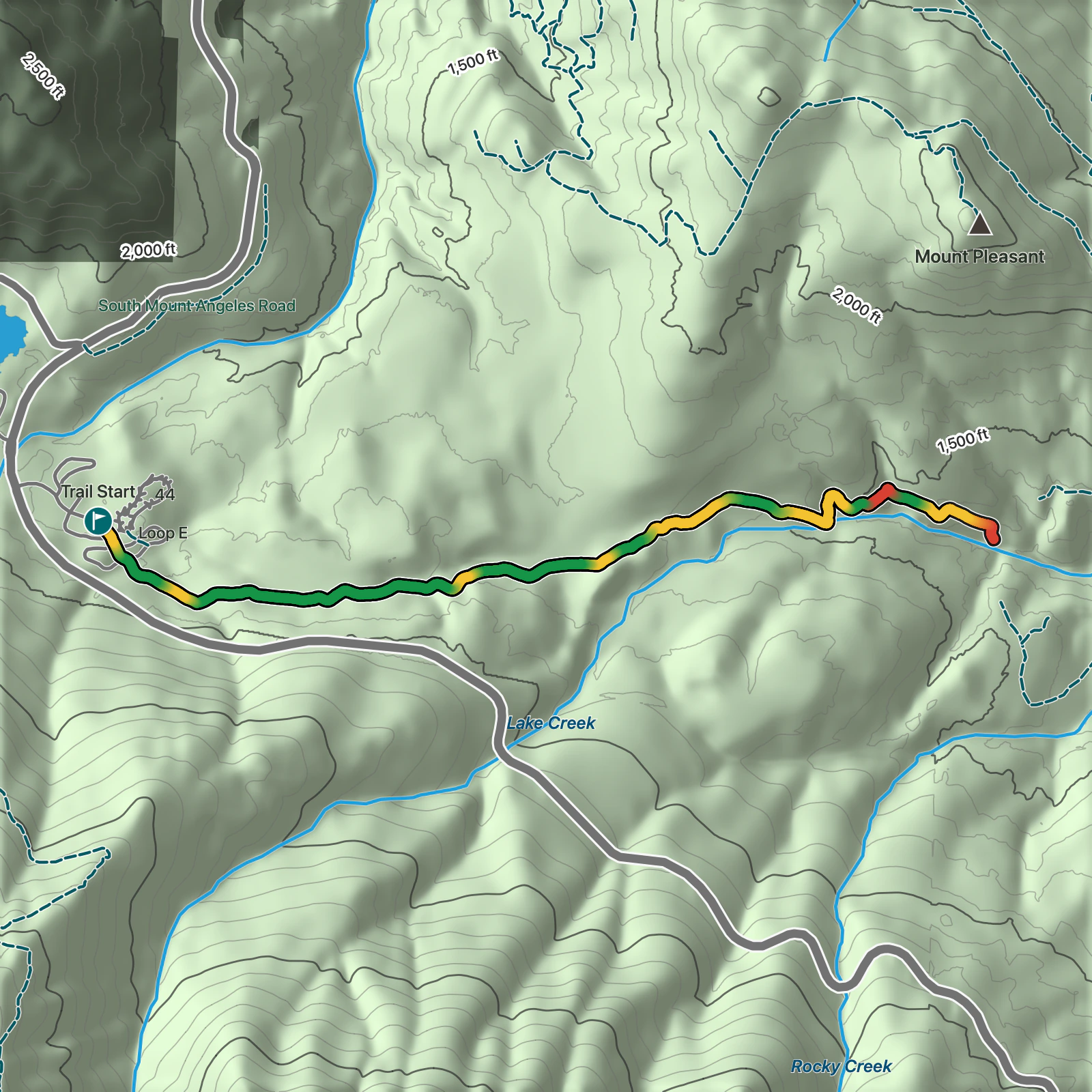 Terrain map of Heart O' the Forest Trail in Olympic National Park