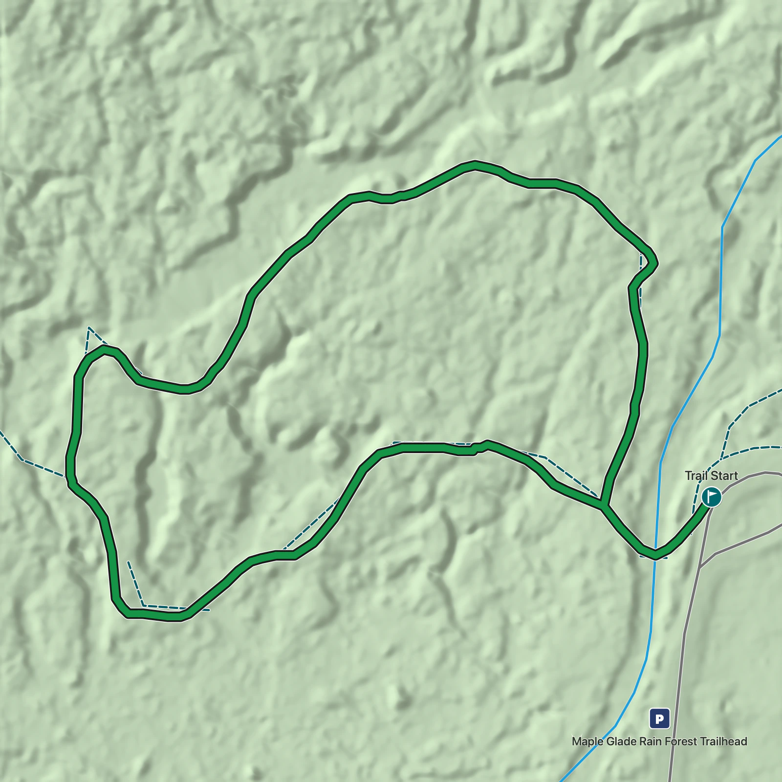 Terrain map of Maple Glade Nature Trail in Olympic National Park