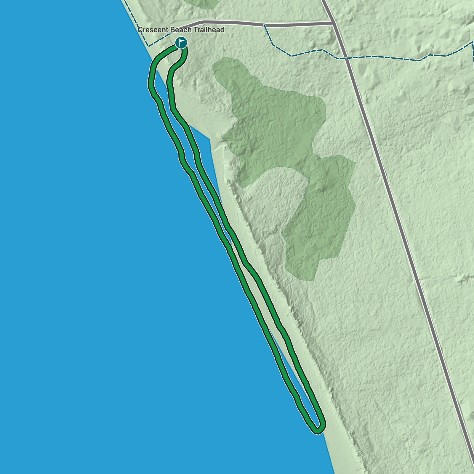 Terrain map of Crescent Beach Loop Walk in Redwood National Park