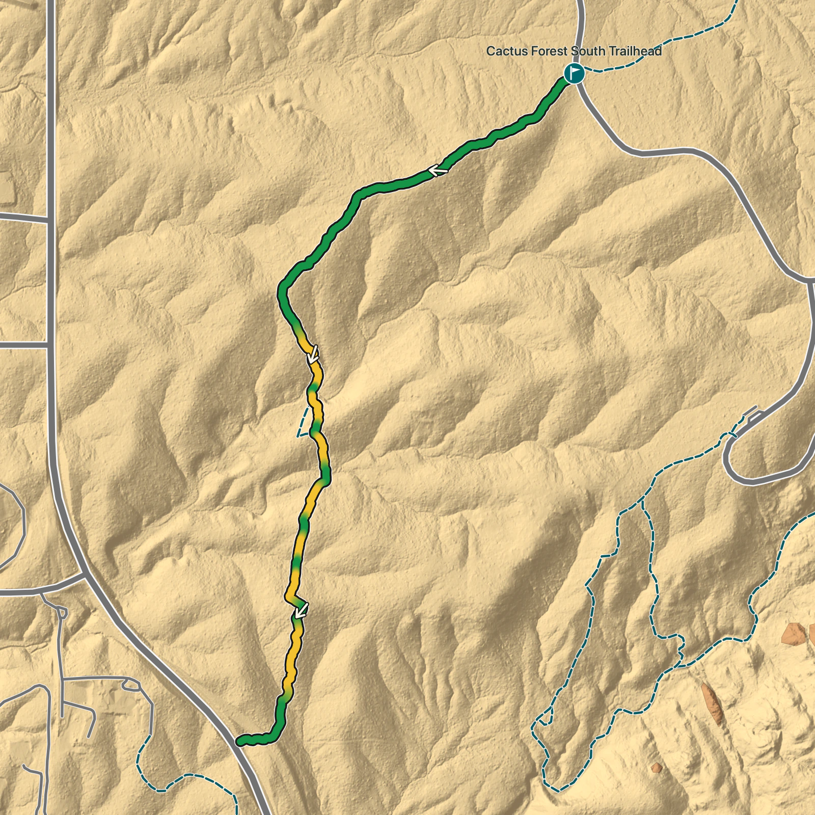Terrain map of Cactus Forest South in Saguaro National Park