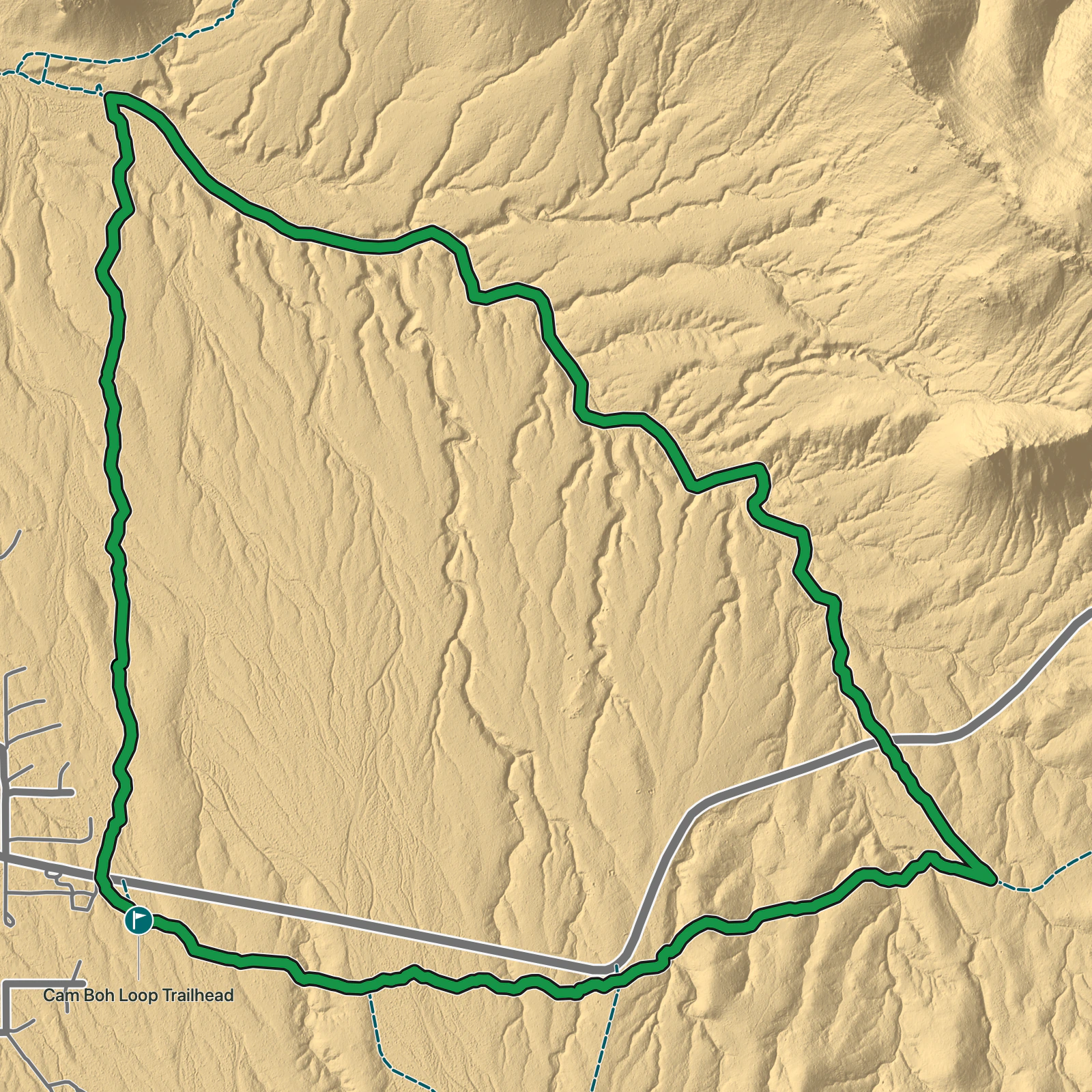 Terrain map of Cam Boh Loop in Saguaro National Park