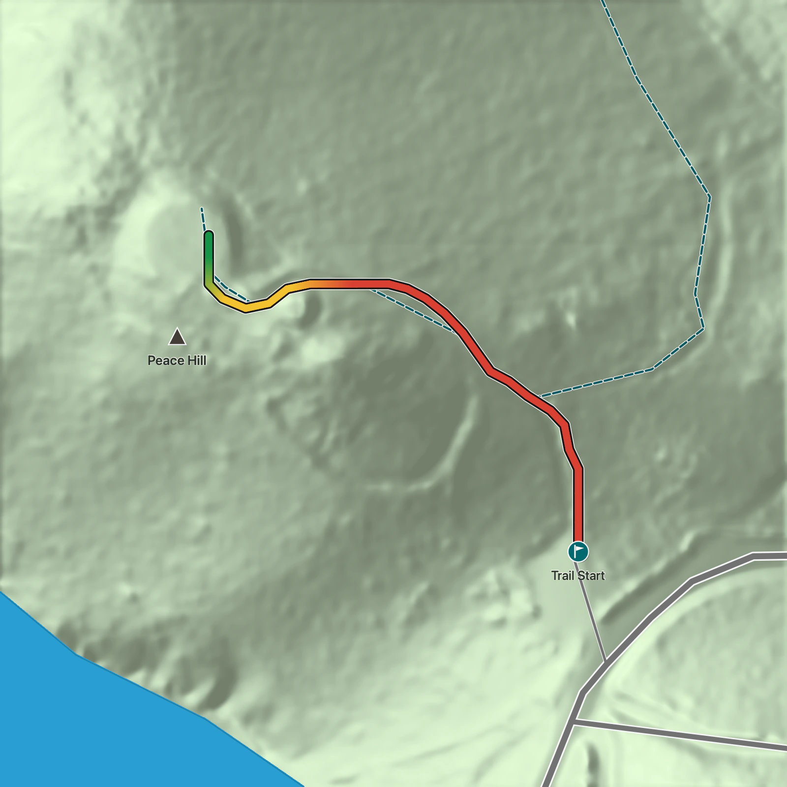Terrain map of Peace Hill Trail in Virgin Islands National Park