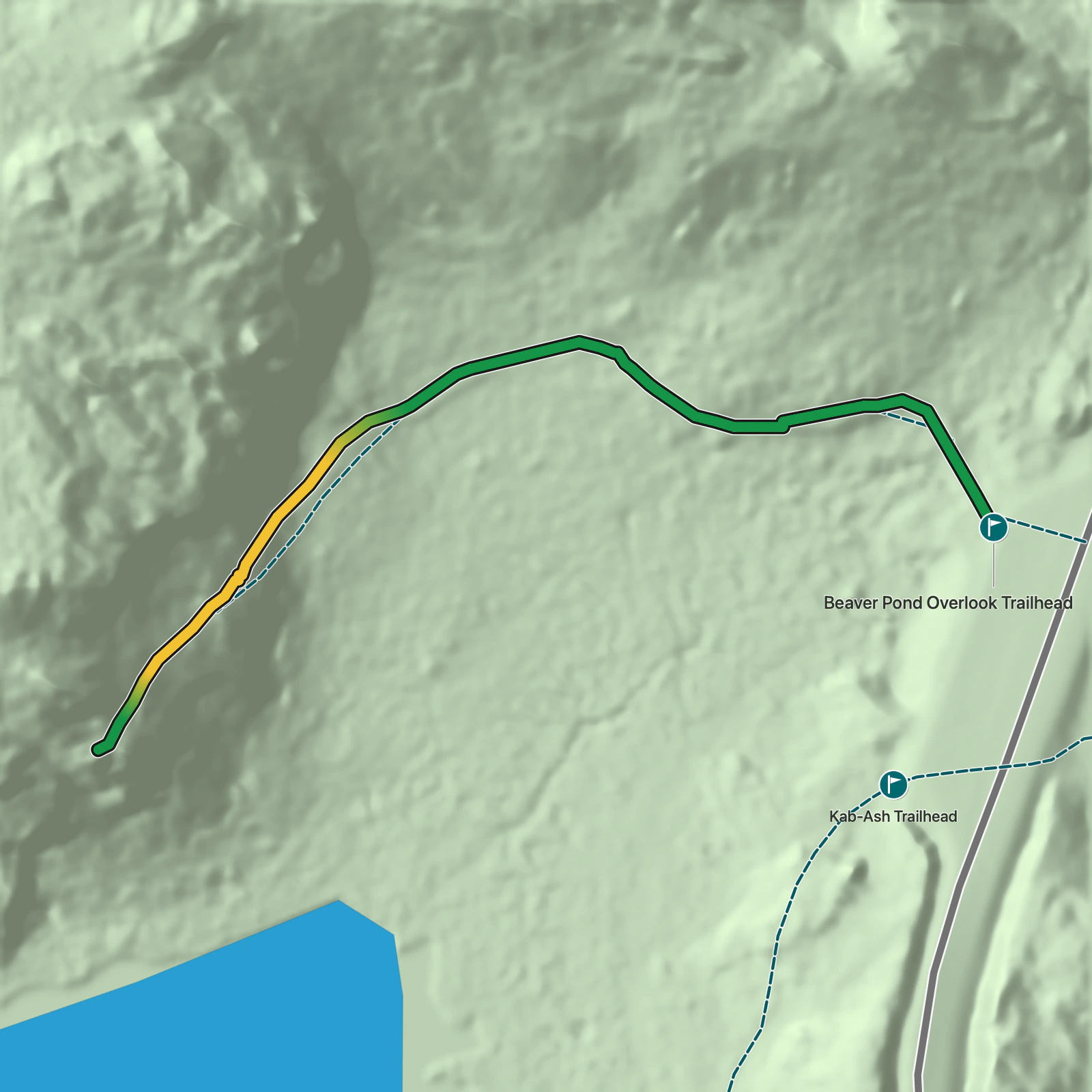 Terrain map of Beaver Pond Overlook Trail in Voyageurs National Park
