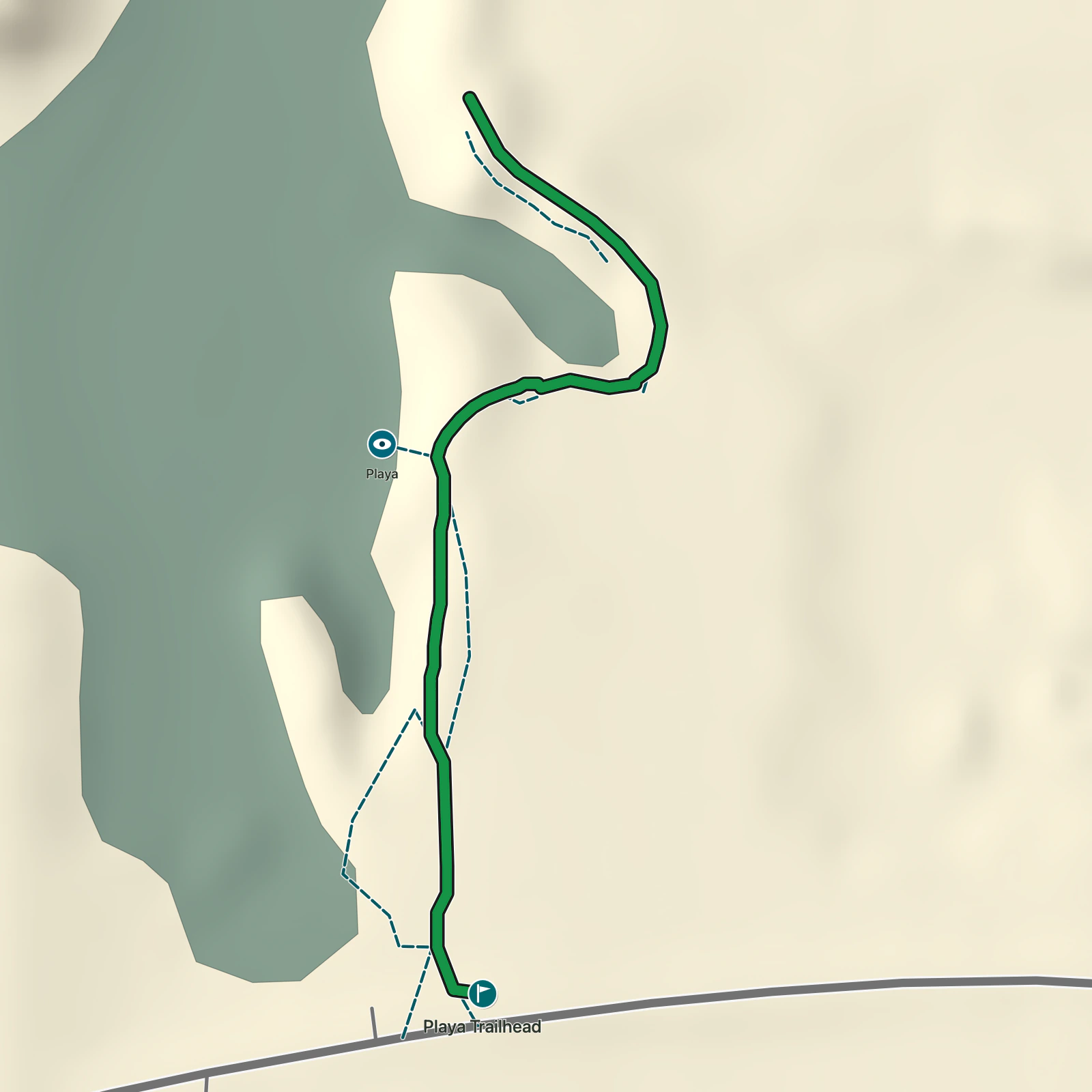 Terrain map of Playa Trail in White Sands National Park