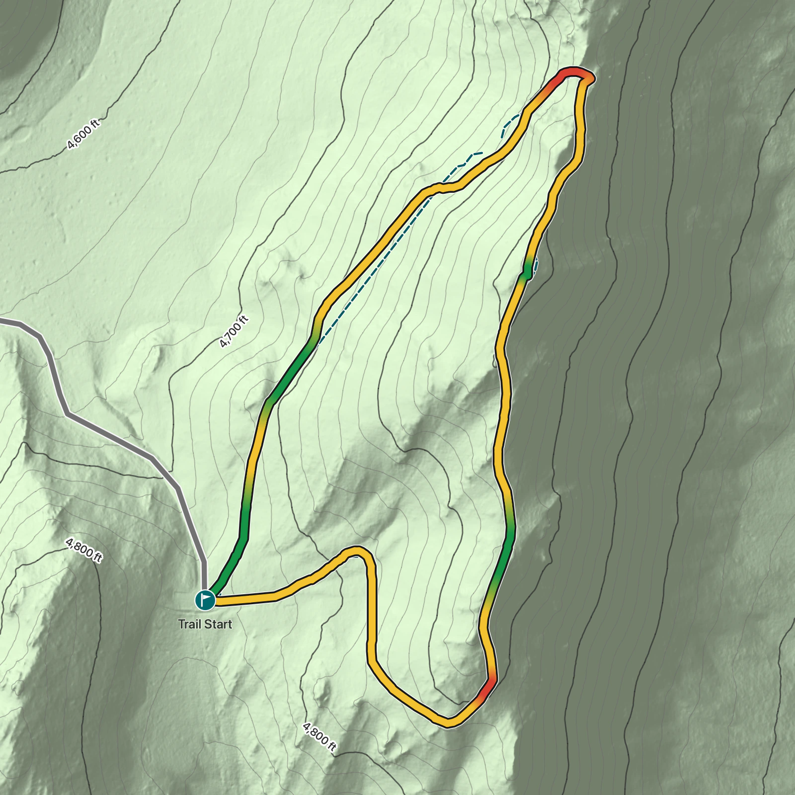 Terrain map of Rankin Ridge Interpretive Trail in Wind Cave National Park