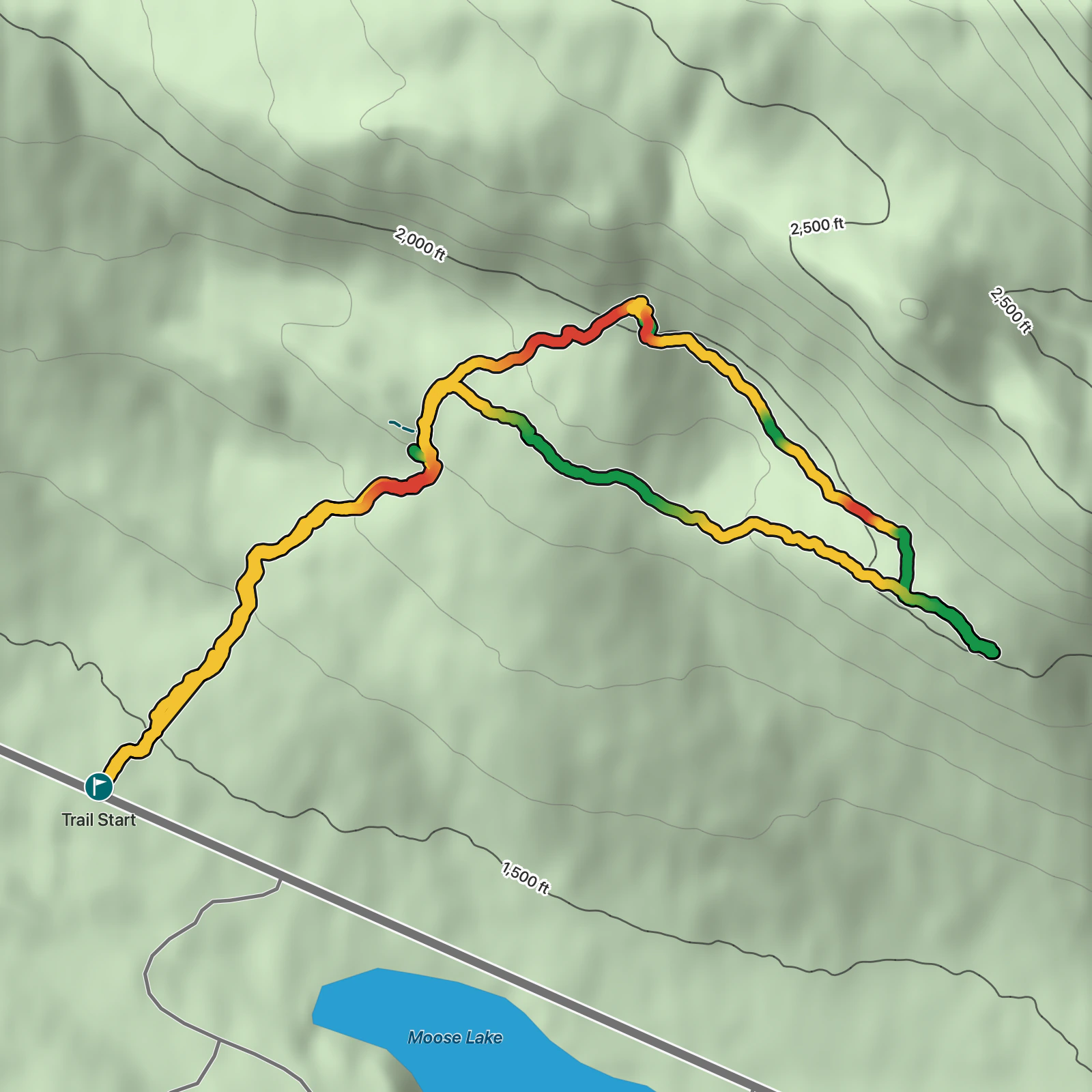 Terrain map of Crystalline Hills Trail in Wrangell-St. Elias National Park and Preserve