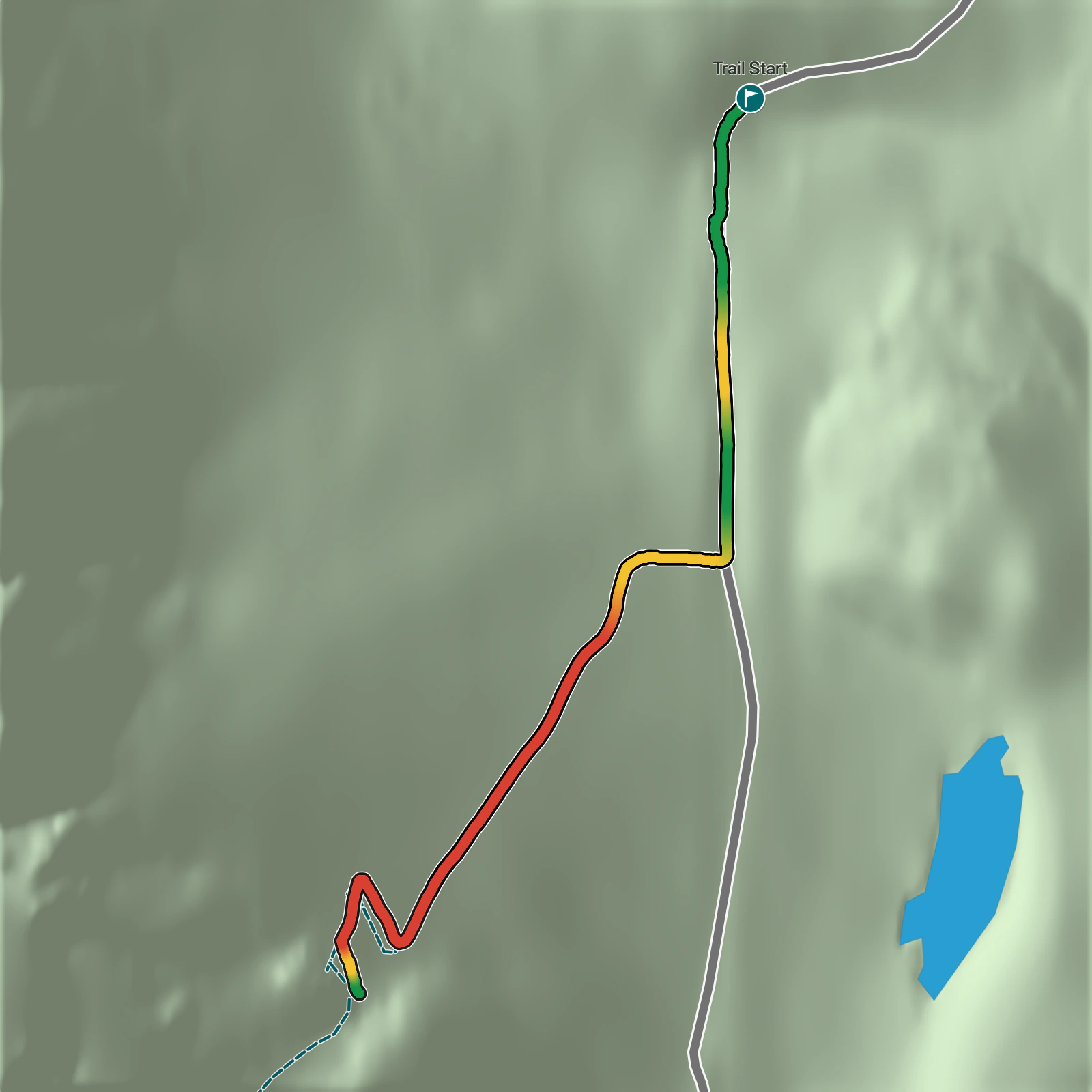 Terrain map of Rambler Mine Trail in Wrangell-St. Elias National Park and Preserve