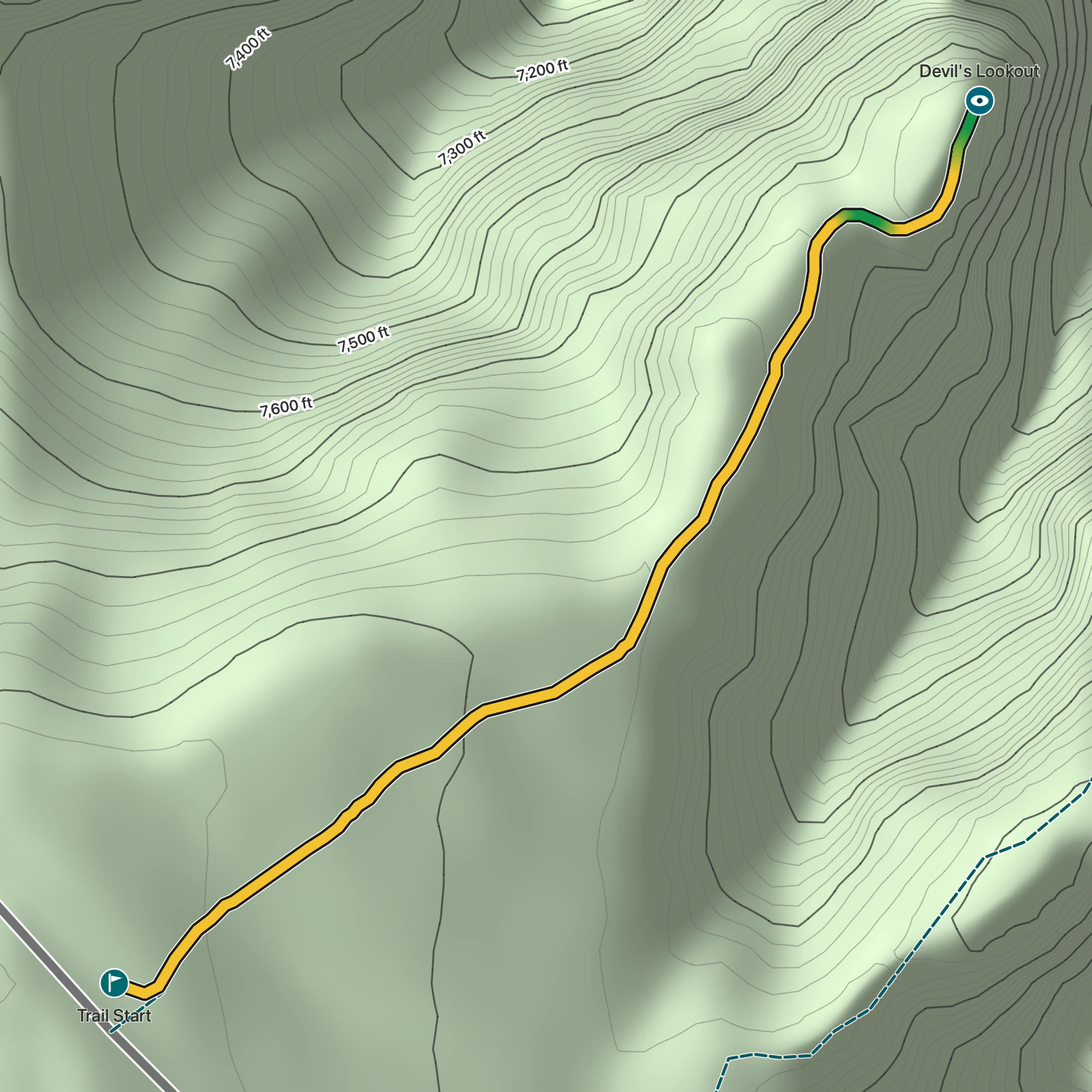 Terrain map of Devils Lookout in Black Canyon of the Gunnison National Park