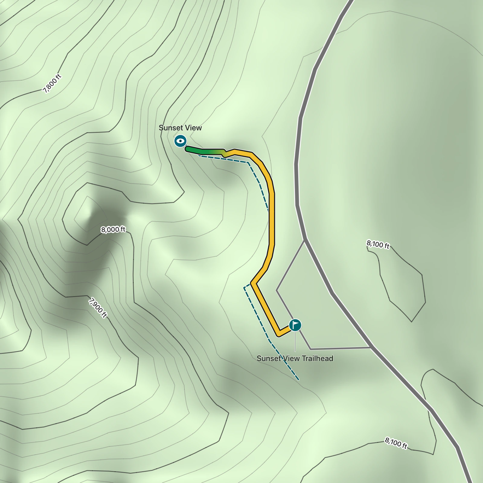 Terrain map of Sunset View in Black Canyon of the Gunnison National Park