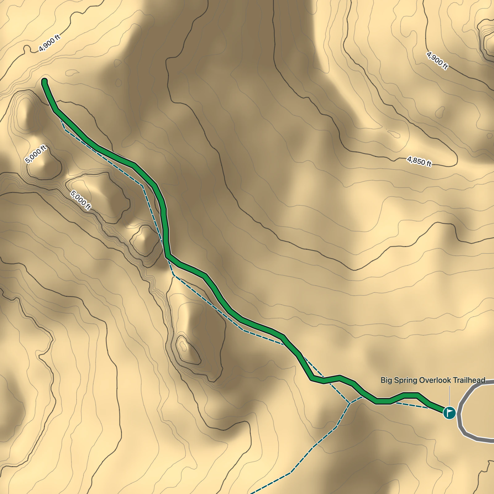 Terrain map of Big Spring Canyon Overlook in Canyonlands National Park