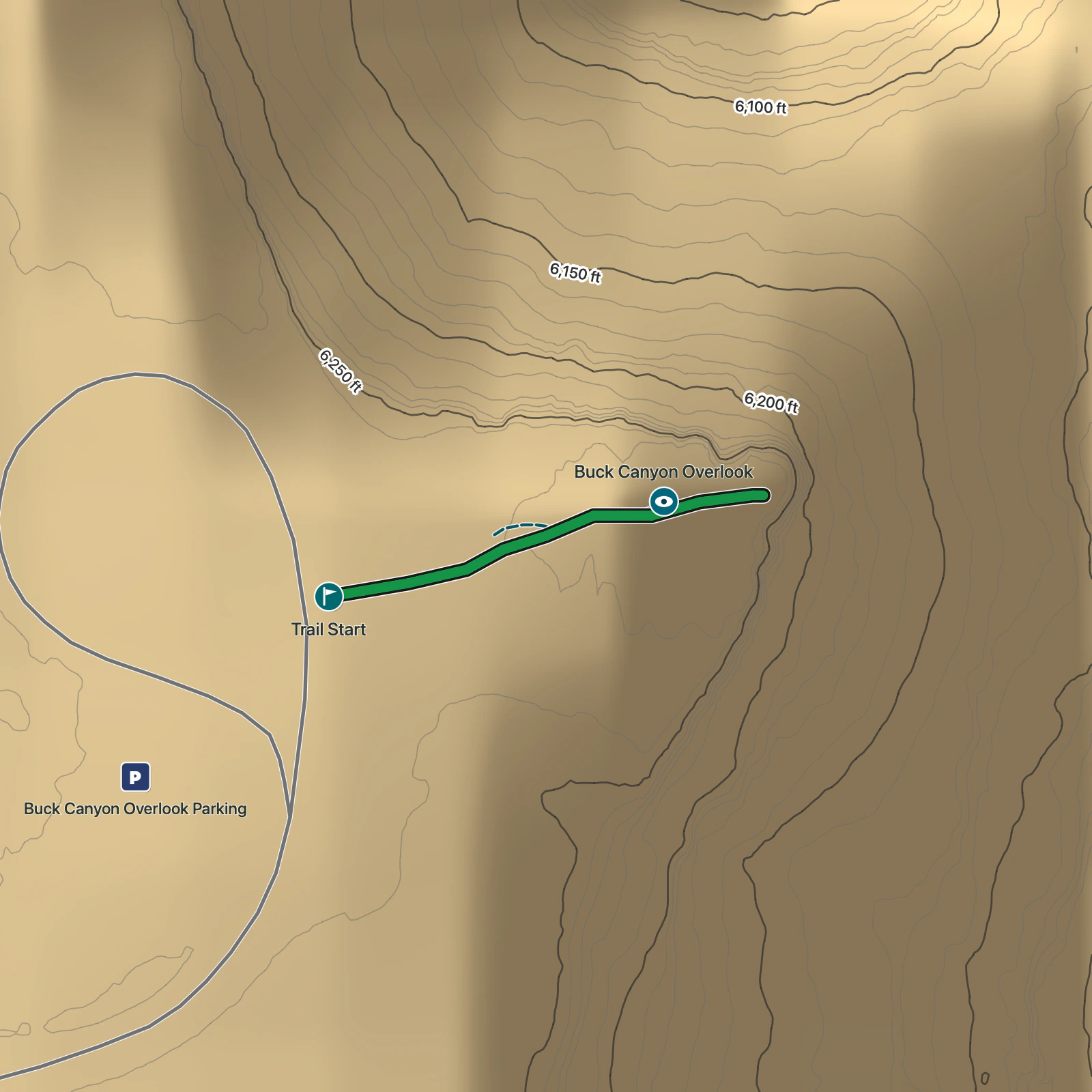 Terrain map of Buck Canyon Overlook in Canyonlands National Park