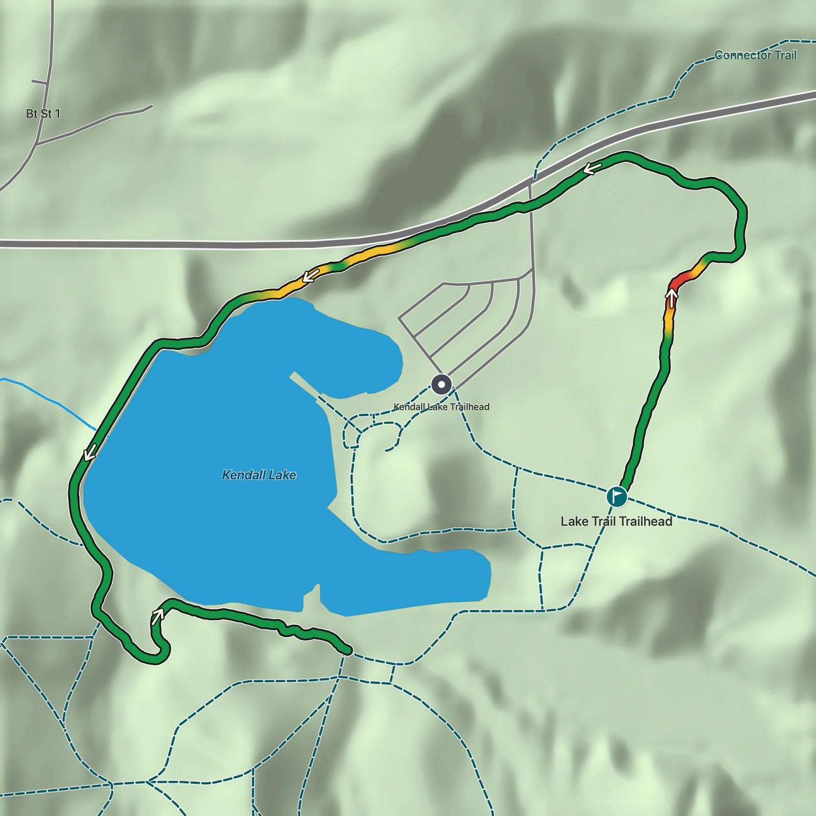 Terrain map of Lake Trail in Cuyahoga Valley National Park