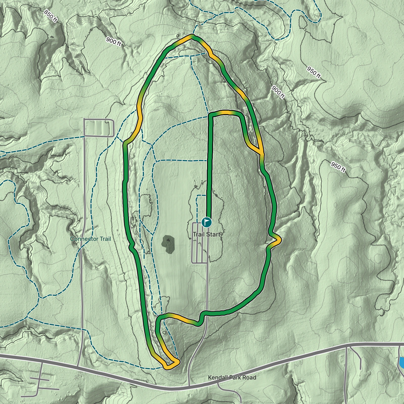 Terrain map of Ledges Trail in Cuyahoga Valley National Park