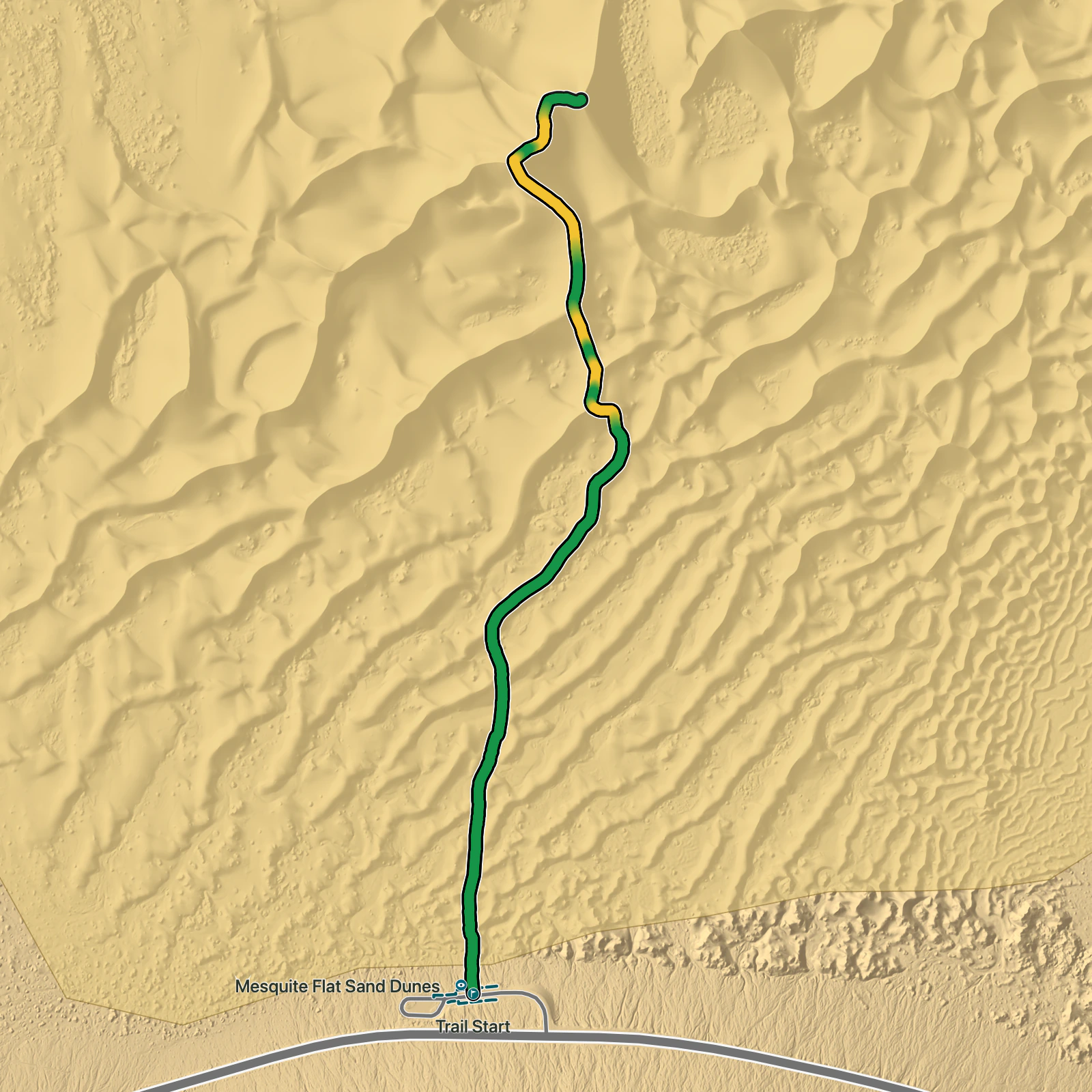 Terrain map of Mesquite Flat Sand Dunes in Death Valley National Park