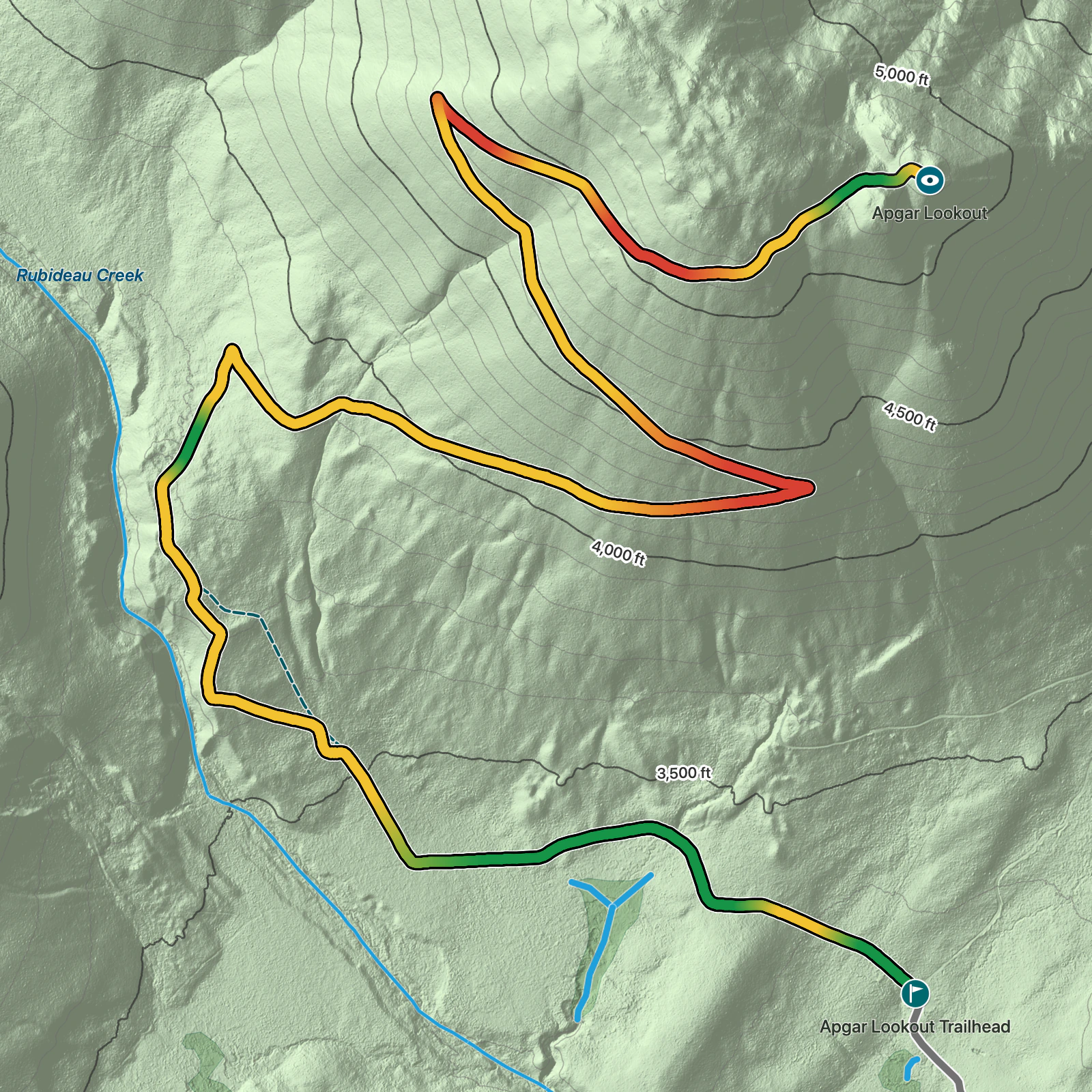 Terrain map of Apgar Lookout in Glacier National Park