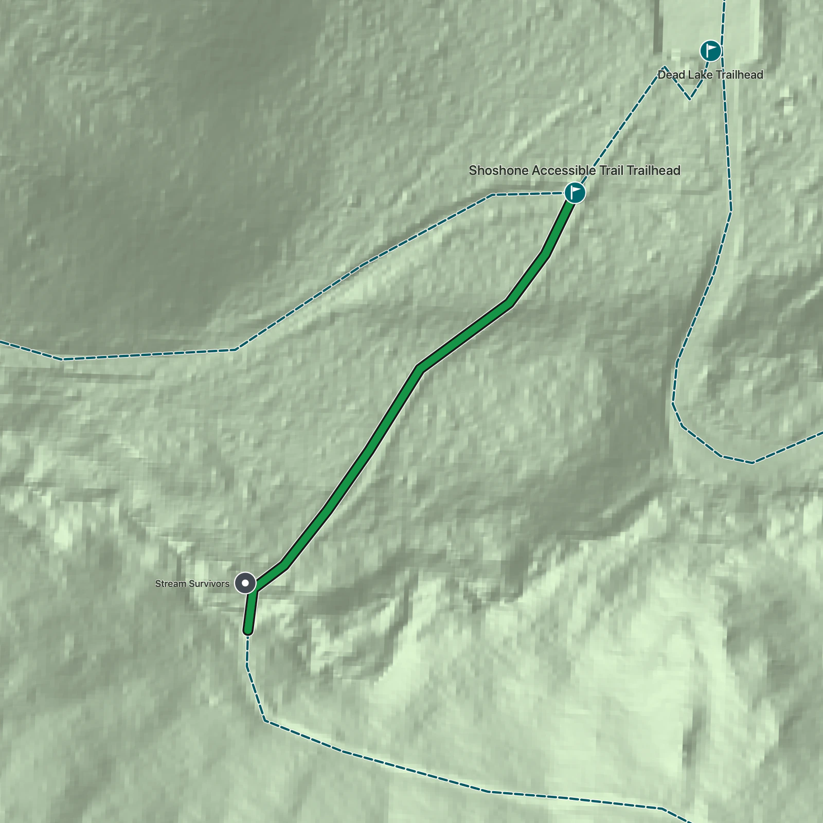 Terrain map of Shoshone Accessible Trail in Great Basin National Park