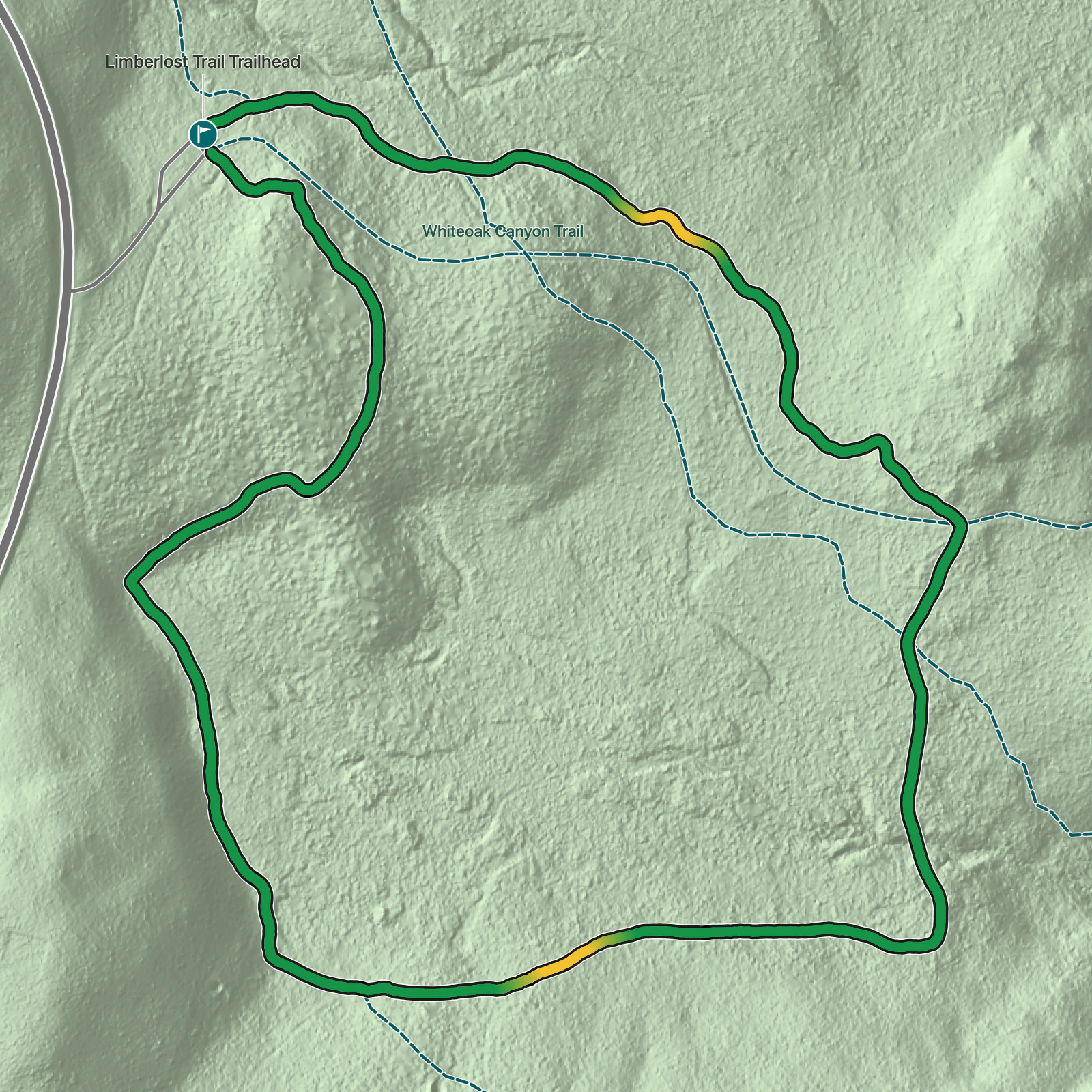 Terrain map of Limberlost Trail in Shenandoah National Park