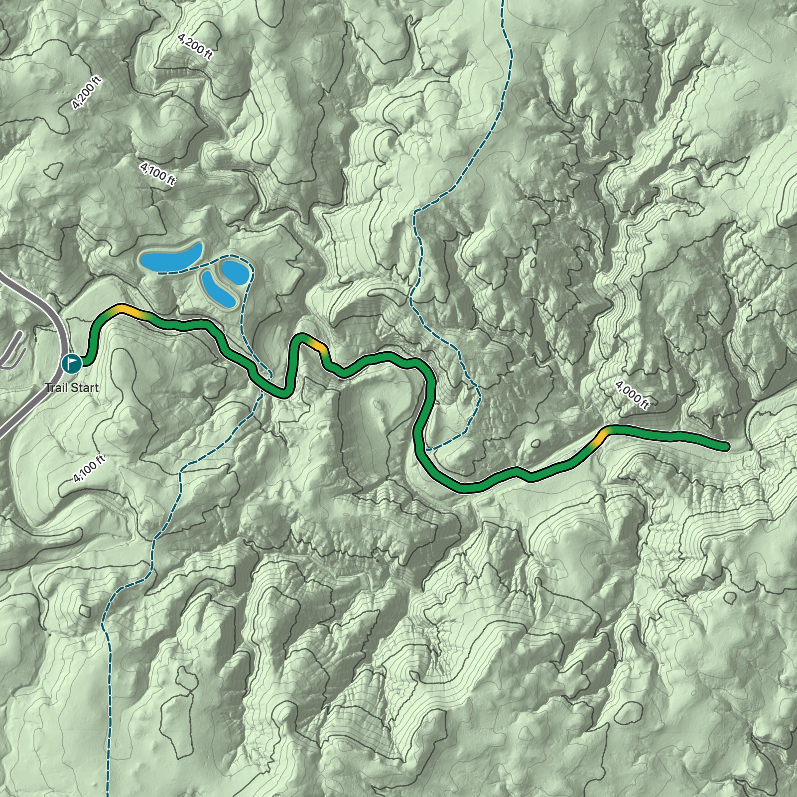 Terrain map of Wind Cave Canyon Trail in Wind Cave National Park