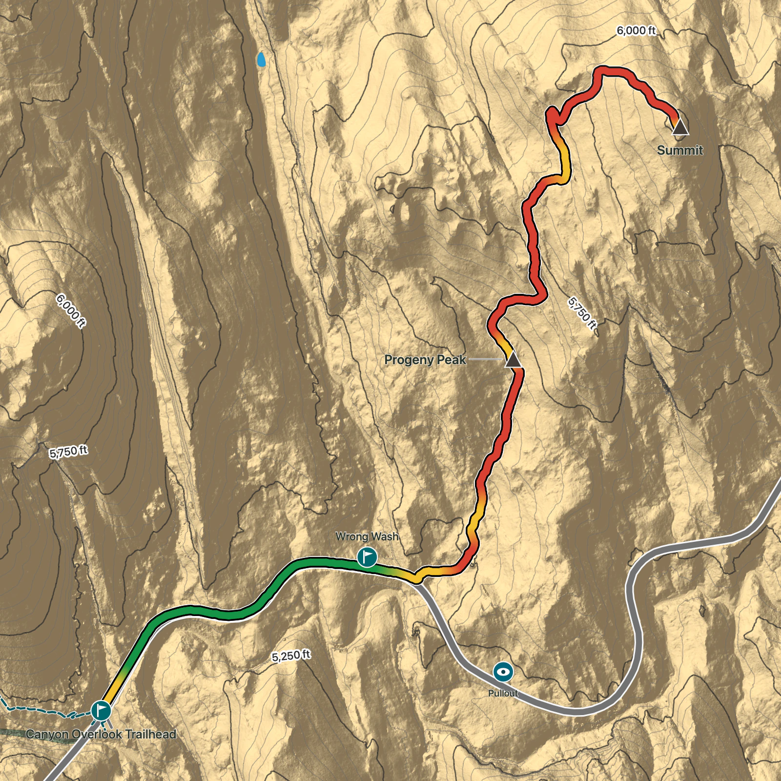 Terrain map of Progeny Peak in Zion National Park